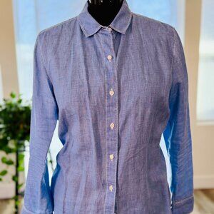 Tommy Bahama Women’s Blue Linen Button Down Shirt Long Sleeve